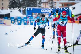 11.12.2021, Davos, Switzerland (SUI): Michal Novak (CZE), Sergey Ustiugov (RUS), (l-r)  - FIS world cup cross-country, individual sprint, Davos (SUI). www.nordicfocus.com. © Modica/NordicFocus. Every downloaded picture is fee-liable.