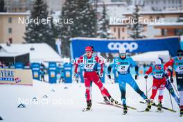 11.12.2021, Davos, Switzerland (SUI): Gleb Retivykh (RUS), Lucas Chanavat (FRA), Maciej Starega (POL), (l-r)  - FIS world cup cross-country, individual sprint, Davos (SUI). www.nordicfocus.com. © Modica/NordicFocus. Every downloaded picture is fee-liable.