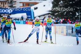11.12.2021, Davos, Switzerland (SUI): Laurien Van Der Graaff (SUI), Emma Ribom (SWE), Jasmi Joensuu (FIN), Krista Parmakoski (FIN), (l-r)  - FIS world cup cross-country, individual sprint, Davos (SUI). www.nordicfocus.com. © Modica/NordicFocus. Every downloaded picture is fee-liable.