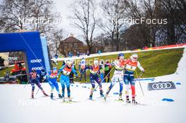 18.12.2021, Dresden, Germany (GER): Hannah Halvorsen (USA), Eva Urevc (SLO), Lena Quintin (FRA), Mathilde Myhrvold (NOR), Jessie Diggins (USA), Moa Lundgren (SWE), (l-r) - FIS world cup cross-country, individual sprint, Dresden (GER). www.nordicfocus.com. © Tumashov/NordicFocus. Every downloaded picture is fee-liable.