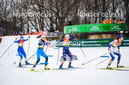 18.12.2021, Dresden, Germany (GER): Eva Urevc (SLO), Lena Quintin (FRA), Jessie Diggins (USA), Moa Lundgren (SWE), (l-r) - FIS world cup cross-country, individual sprint, Dresden (GER). www.nordicfocus.com. © Tumashov/NordicFocus. Every downloaded picture is fee-liable.