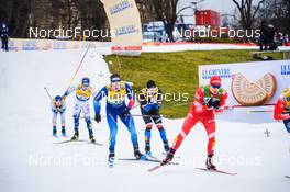 18.12.2021, Dresden, Germany (GER): Gustaf Berglund (SWE), Valerio Grond (SUI), Michal Novak (CZE), Alexander Terentev (RUS), (l-r) - FIS world cup cross-country, individual sprint, Dresden (GER). www.nordicfocus.com. © Tumashov/NordicFocus. Every downloaded picture is fee-liable.