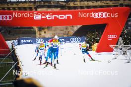 18.12.2021, Dresden, Germany (GER): Marcus Grate (SWE), Andrew Young (GBR), Thomas Helland Larsen (NOR), (l-r) - FIS world cup cross-country, individual sprint, Dresden (GER). www.nordicfocus.com. © Tumashov/NordicFocus. Every downloaded picture is fee-liable.