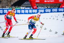 18.12.2021, Dresden, Germany (GER): Gleb Retivykh (RUS), Sindre Bjoernestad Skar (NOR), (l-r) - FIS world cup cross-country, individual sprint, Dresden (GER). www.nordicfocus.com. © Tumashov/NordicFocus. Every downloaded picture is fee-liable.