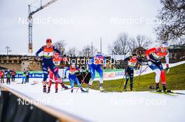 18.12.2021, Dresden, Germany (GER): Hailey Swirbul (USA), Hristina Matsokina (RUS), Alina Meier (SUI), Anamarija Lampic (SLO), Anne Winkler (GER), Kristine Stavaas Skistad (NOR), (l-r) - FIS world cup cross-country, individual sprint, Dresden (GER). www.nordicfocus.com. © Tumashov/NordicFocus. Every downloaded picture is fee-liable.