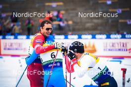 18.12.2021, Dresden, Germany (GER): Gleb Retivykh (RUS), Federico Pellegrino (ITA), Haavard Solaas Taugboel (NOR), (l-r) - FIS world cup cross-country, individual sprint, Dresden (GER). www.nordicfocus.com. © Tumashov/NordicFocus. Every downloaded picture is fee-liable.