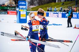 18.12.2021, Dresden, Germany (GER): Jessie Diggins (USA), Mathilde Myhrvold (NOR), (l-r) - FIS world cup cross-country, individual sprint, Dresden (GER). www.nordicfocus.com. © Tumashov/NordicFocus. Every downloaded picture is fee-liable.