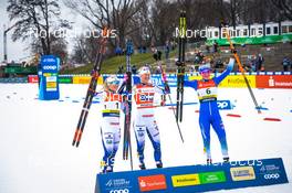 18.12.2021, Dresden, Germany (GER): Jonna Sundling (SWE), Maja Dahlqvist (SWE), Anamarija Lampic (SLO), (l-r) - FIS world cup cross-country, individual sprint, Dresden (GER). www.nordicfocus.com. © Tumashov/NordicFocus. Every downloaded picture is fee-liable.