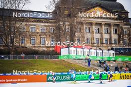 18.12.2021, Dresden, Germany (GER): Mathilde Myhrvold (NOR), Lena Quintin (FRA), Moa Lundgren (SWE), Eva Urevc (SLO), Jessie Diggins (USA), Hannah Halvorsen (USA), (l-r) - FIS world cup cross-country, individual sprint, Dresden (GER). www.nordicfocus.com. © Tumashov/NordicFocus. Every downloaded picture is fee-liable.