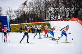 18.12.2021, Dresden, Germany (GER): Mathilde Myhrvold (NOR), Victoria Carl (GER), Laura Gimmler (GER), Lisa Unterweger (AUT), Eva Urevc (SLO), Jasmi Joensuu (FIN), (l-r) - FIS world cup cross-country, individual sprint, Dresden (GER). www.nordicfocus.com. © Tumashov/NordicFocus. Every downloaded picture is fee-liable.