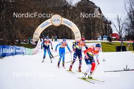 18.12.2021, Dresden, Germany (GER): Lea Fischer (SUI), Greta Laurent (ITA), Julia Kern (USA), Julie Myhre (NOR), (l-r) - FIS world cup cross-country, individual sprint, Dresden (GER). www.nordicfocus.com. © Tumashov/NordicFocus. Every downloaded picture is fee-liable.