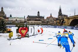 18.12.2021, Dresden, Germany (GER): Lauri Vuorinen (FIN), Michael Hellweger (ITA), Renaud Jay (FRA), (l-r) - FIS world cup cross-country, individual sprint, Dresden (GER). www.nordicfocus.com. © Tumashov/NordicFocus. Every downloaded picture is fee-liable.