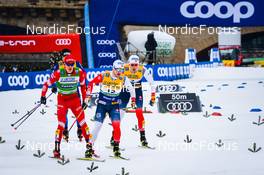 18.12.2021, Dresden, Germany (GER): Alexander Terentev (RUS), Sindre Bjoernestad Skar (NOR), Even Northug (NOR), (l-r) - FIS world cup cross-country, individual sprint, Dresden (GER). www.nordicfocus.com. © Tumashov/NordicFocus. Every downloaded picture is fee-liable.