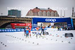 18.12.2021, Dresden, Germany (GER): Jessie Diggins (USA), Lena Quintin (FRA), Monika Skinder (POL), Moa Lundgren (SWE), Coletta Rydzek (GER), (l-r) - FIS world cup cross-country, individual sprint, Dresden (GER). www.nordicfocus.com. © Tumashov/NordicFocus. Every downloaded picture is fee-liable.