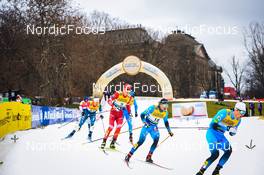 18.12.2021, Dresden, Germany (GER): James Clugnet (GBR), Gleb Retivykh (RUS), Renaud Jay (FRA), Lucas Chanavat (FRA), (l-r) - FIS world cup cross-country, individual sprint, Dresden (GER). www.nordicfocus.com. © Tumashov/NordicFocus. Every downloaded picture is fee-liable.