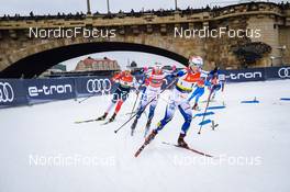 18.12.2021, Dresden, Germany (GER): Kristine Stavaas Skistad (NOR), Maja Dahlqvist (SWE), Jonna Sundling (SWE), (l-r) - FIS world cup cross-country, individual sprint, Dresden (GER). www.nordicfocus.com. © Tumashov/NordicFocus. Every downloaded picture is fee-liable.