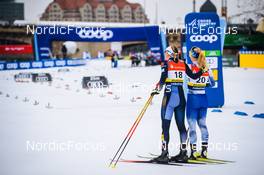 18.12.2021, Dresden, Germany (GER): Victoria Carl (GER), Jasmi Joensuu (FIN), (l-r) - FIS world cup cross-country, individual sprint, Dresden (GER). www.nordicfocus.com. © Tumashov/NordicFocus. Every downloaded picture is fee-liable.