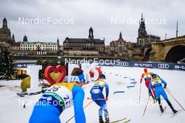 18.12.2021, Dresden, Germany (GER): Michael Hellweger (ITA), Lauri Vuorinen (FIN), Gleb Retivykh (RUS), Renaud Jay (FRA), (l-r) - FIS world cup cross-country, individual sprint, Dresden (GER). www.nordicfocus.com. © Tumashov/NordicFocus. Every downloaded picture is fee-liable.