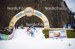 18.12.2021, Dresden, Germany (GER): Gleb Retivykh (RUS), James Clugnet (GBR), Renaud Jay (FRA), Lucas Chanavat (FRA), Michael Hellweger (ITA), Lauri Vuorinen (FIN), (l-r) - FIS world cup cross-country, individual sprint, Dresden (GER). www.nordicfocus.com. © Tumashov/NordicFocus. Every downloaded picture is fee-liable.
