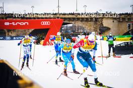 18.12.2021, Dresden, Germany (GER): Marcus Grate (SWE), Vili Crv (SLO), Federico Pellegrino (ITA), Andrew Young (GBR), (l-r) - FIS world cup cross-country, individual sprint, Dresden (GER). www.nordicfocus.com. © Tumashov/NordicFocus. Every downloaded picture is fee-liable.