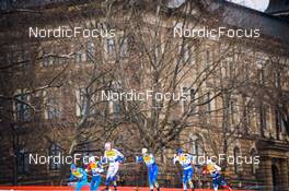 18.12.2021, Dresden, Germany (GER): Federico Pellegrino (ITA), Andrew Young (GBR), Marcus Grate (SWE), Vili Crv (SLO), Juuso Haarala (FIN), Thomas Helland Larsen (NOR), (l-r) - FIS world cup cross-country, individual sprint, Dresden (GER). www.nordicfocus.com. © Tumashov/NordicFocus. Every downloaded picture is fee-liable.