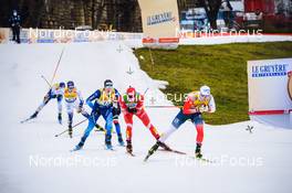 18.12.2021, Dresden, Germany (GER): Valerio Grond (SUI), Alexander Terentev (RUS), Sindre Bjoernestad Skar (NOR), (l-r) - FIS world cup cross-country, individual sprint, Dresden (GER). www.nordicfocus.com. © Tumashov/NordicFocus. Every downloaded picture is fee-liable.