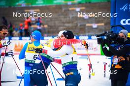 18.12.2021, Dresden, Germany (GER): Federico Pellegrino (ITA), Even Northug (NOR), Haavard Solaas Taugboel (NOR), (l-r) - FIS world cup cross-country, individual sprint, Dresden (GER). www.nordicfocus.com. © Tumashov/NordicFocus. Every downloaded picture is fee-liable.