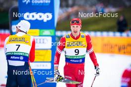 18.12.2021, Dresden, Germany (GER): Even Northug (NOR), Gleb Retivykh (RUS), (l-r) - FIS world cup cross-country, individual sprint, Dresden (GER). www.nordicfocus.com. © Tumashov/NordicFocus. Every downloaded picture is fee-liable.