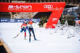 18.12.2021, Dresden, Germany (GER): Magni Smedaas (NOR), Laurien Van Der Graaff (SUI), (l-r) - FIS world cup cross-country, individual sprint, Dresden (GER). www.nordicfocus.com. © Tumashov/NordicFocus. Every downloaded picture is fee-liable.