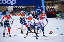 18.12.2021, Dresden, Germany (GER): Mathilde Myhrvold (NOR), Kristine Stavaas Skistad (NOR), Jonna Sundling (SWE), Maja Dahlqvist (SWE), (l-r) - FIS world cup cross-country, individual sprint, Dresden (GER). www.nordicfocus.com. © Tumashov/NordicFocus. Every downloaded picture is fee-liable.
