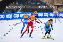19.12.2021, Dresden, Germany (GER): Greta Laurent (ITA), Anna Grukhvina (RUS-II), Flora Dolci (FRA), (l-r) - FIS world cup cross-country, team sprint, Dresden (GER). www.nordicfocus.com. © Tumashov/NordicFocus. Every downloaded picture is fee-liable.
