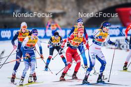 19.12.2021, Dresden, Germany (GER): Hailey Swirbul (USA-II), Jasmin Kahara (FIN), Hristina Matsokina (RUS), Jenny Solin (SWE-II), (l-r) - FIS world cup cross-country, team sprint, Dresden (GER). www.nordicfocus.com. © Tumashov/NordicFocus. Every downloaded picture is fee-liable.