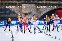 19.12.2021, Dresden, Germany (GER): Vedrana Malec (CRO), Hailey Swirbul (USA-II), Jasmin Kahara (FIN), Hristina Matsokina (RUS), Jenny Solin (SWE-II), Anne Winkler (GER), (l-r) - FIS world cup cross-country, team sprint, Dresden (GER). www.nordicfocus.com. © Tumashov/NordicFocus. Every downloaded picture is fee-liable.