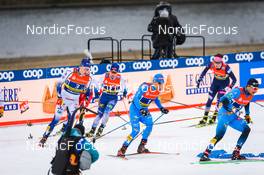 19.12.2021, Dresden, Germany (GER): Marcus Grate (SWE), Federico Pellegrino (ITA), Renaud Jay (FRA-II), (l-r) - FIS world cup cross-country, team sprint, Dresden (GER). www.nordicfocus.com. © Tumashov/NordicFocus. Every downloaded picture is fee-liable.