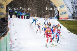 19.12.2021, Dresden, Germany (GER): Lena Quintin (FRA), Julie Myhre (NOR-II), Moa Lundgren (SWE-II), Jasmi Joensuu (FIN), Sofie Krehl (GER-II), (l-r) - FIS world cup cross-country, team sprint, Dresden (GER). www.nordicfocus.com. © Tumashov/NordicFocus. Every downloaded picture is fee-liable.