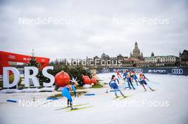 19.12.2021, Dresden, Germany (GER): Flora Dolci (FRA), Jasmin Kahara (FIN), Laura Gimmler (GER-II), Jenny Solin (SWE-II), Magni Smedaas (NOR-II), (l-r) - FIS world cup cross-country, team sprint, Dresden (GER). www.nordicfocus.com. © Tumashov/NordicFocus. Every downloaded picture is fee-liable.