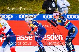 19.12.2021, Dresden, Germany (GER): Jessie Diggins (USA), Laura Gimmler (GER-II), (l-r) - FIS world cup cross-country, team sprint, Dresden (GER). www.nordicfocus.com. © Tumashov/NordicFocus. Every downloaded picture is fee-liable.