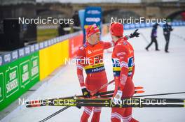 19.12.2021, Dresden, Germany (GER): Alexander Bolshunov (RUS), Gleb Retivykh (RUS), (l-r) - FIS world cup cross-country, team sprint, Dresden (GER). www.nordicfocus.com. © Tumashov/NordicFocus. Every downloaded picture is fee-liable.