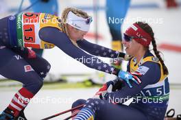 19.12.2021, Dresden, Germany (GER): (l-r), Jessie Diggins (USA), Julia Kern (USA) - FIS world cup cross-country, team sprint, Dresden (GER). www.nordicfocus.com. © Tumashov/NordicFocus. Every downloaded picture is fee-liable.