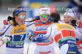 19.12.2021, Dresden, Germany (GER): (l-r), Moa Lundgren (SWE-II), Maja Dahlqvist (SWE), Jonna Sundling (SWE), Jenny Solin (SWE-II) - FIS world cup cross-country, team sprint, Dresden (GER). www.nordicfocus.com. © Tumashov/NordicFocus. Every downloaded picture is fee-liable.