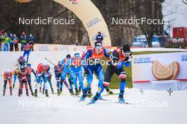 19.12.2021, Dresden, Germany (GER): Andrew Young (GBR), Simone Mocellini (ITA-II), Valerio Grond (SUI), Michal Novak (CZE), (l-r) - FIS world cup cross-country, team sprint, Dresden (GER). www.nordicfocus.com. © Tumashov/NordicFocus. Every downloaded picture is fee-liable.
