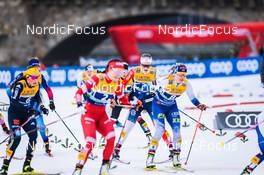 19.12.2021, Dresden, Germany (GER): Katerina Janatova (CZE), Mathilde Myhrvold (NOR), Jasmi Joensuu (FIN), (l-r) - FIS world cup cross-country, team sprint, Dresden (GER). www.nordicfocus.com. © Tumashov/NordicFocus. Every downloaded picture is fee-liable.