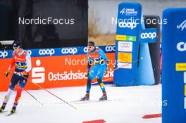 19.12.2021, Dresden, Germany (GER): Even Northug (NOR-II), Renaud Jay (FRA-II), (l-r) - FIS world cup cross-country, team sprint, Dresden (GER). www.nordicfocus.com. © Tumashov/NordicFocus. Every downloaded picture is fee-liable.