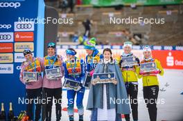 19.12.2021, Dresden, Germany (GER): Jessie Diggins (USA), Julia Kern (USA), Eva Urevc (SLO), Anamarija Lampic (SLO), Maja Dahlqvist (SWE), Jonna Sundling (SWE), (l-r) - FIS world cup cross-country, team sprint, Dresden (GER). www.nordicfocus.com. © Tumashov/NordicFocus. Every downloaded picture is fee-liable.