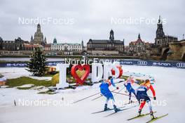 19.12.2021, Dresden, Germany (GER): Eva Urevc (SLO), Jonna Sundling (SWE), Magni Smedaas (NOR-II), (l-r) - FIS world cup cross-country, team sprint, Dresden (GER). www.nordicfocus.com. © Tumashov/NordicFocus. Every downloaded picture is fee-liable.
