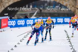 19.12.2021, Dresden, Germany (GER): Jessie Diggins (USA), Eva Urevc (SLO), Laura Gimmler (GER-II), (l-r) - FIS world cup cross-country, team sprint, Dresden (GER). www.nordicfocus.com. © Tumashov/NordicFocus. Every downloaded picture is fee-liable.