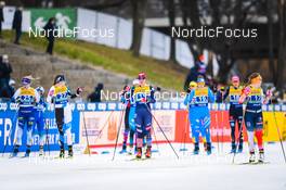 19.12.2021, Dresden, Germany (GER): Anni Alakoski (FIN-II), Hanna-Brita Kaasik (EST-II), Julia Kern (USA), Julie Myhre (NOR-II), (l-r) - FIS world cup cross-country, team sprint, Dresden (GER). www.nordicfocus.com. © Tumashov/NordicFocus. Every downloaded picture is fee-liable.