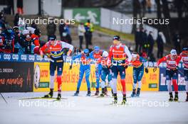 19.12.2021, Dresden, Germany (GER): Francesco De Fabiani (ITA), Federico Pellegrino (ITA), James Clugnet (GBR), (l-r) - FIS world cup cross-country, team sprint, Dresden (GER). www.nordicfocus.com. © Tumashov/NordicFocus. Every downloaded picture is fee-liable.