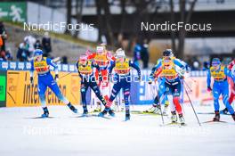 19.12.2021, Dresden, Germany (GER): Eva Urevc (SLO), Laura Gimmler (GER-II), Jessie Diggins (USA), Magni Smedaas (NOR-II), (l-r) - FIS world cup cross-country, team sprint, Dresden (GER). www.nordicfocus.com. © Tumashov/NordicFocus. Every downloaded picture is fee-liable.