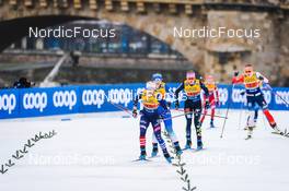 19.12.2021, Dresden, Germany (GER): Jessie Diggins (USA), Eva Urevc (SLO), Laura Gimmler (GER-II), (l-r) - FIS world cup cross-country, team sprint, Dresden (GER). www.nordicfocus.com. © Tumashov/NordicFocus. Every downloaded picture is fee-liable.
